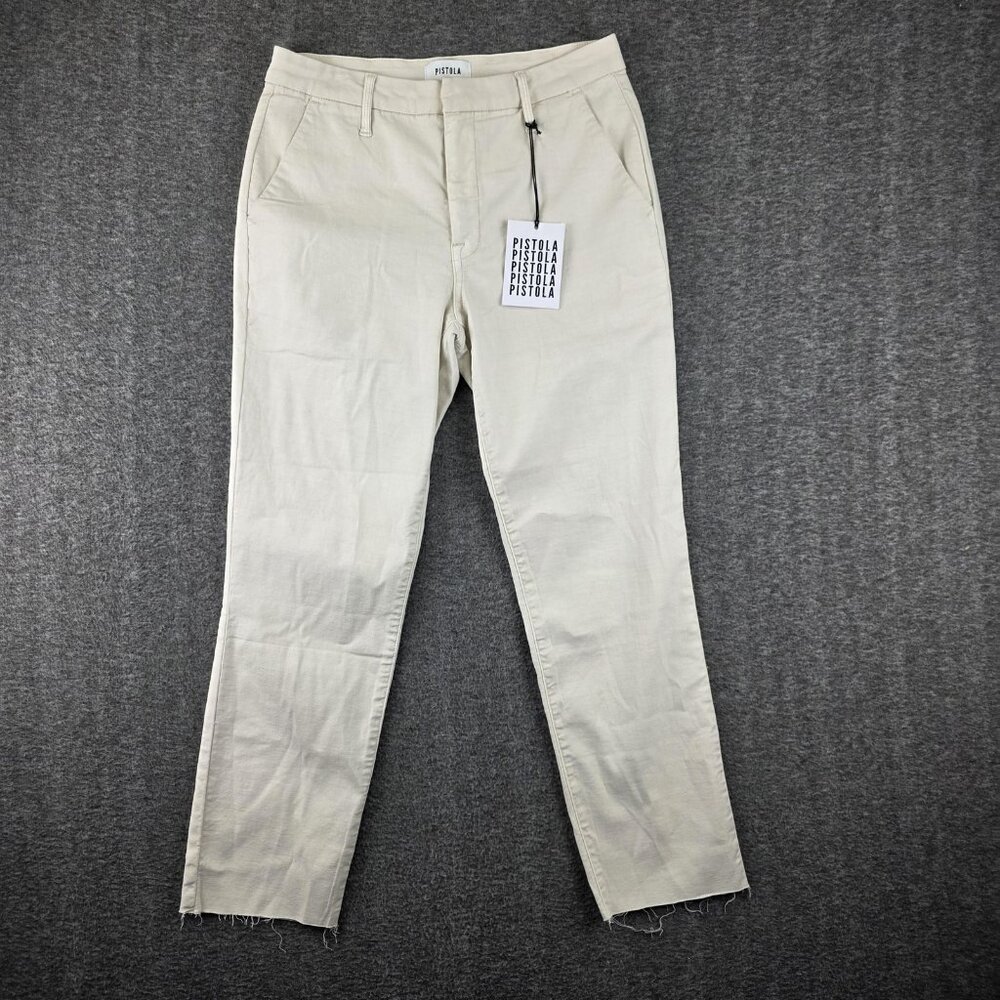 Pistola Pants Womens 27 Beige Chino Tapered Twill Stretch Casual Made In USA